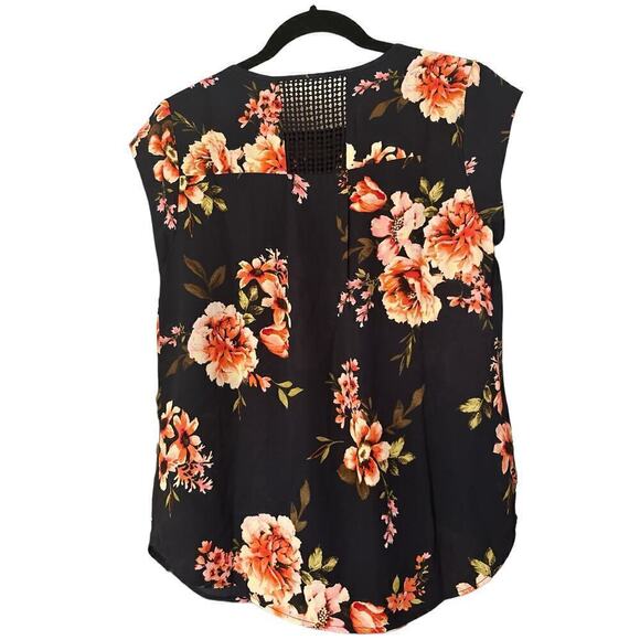 Daniel Rainn Women's Split Neck Floral Cap Sleeve Lace Yoke Top Size PS Blue NWT - Picture 6 of 8